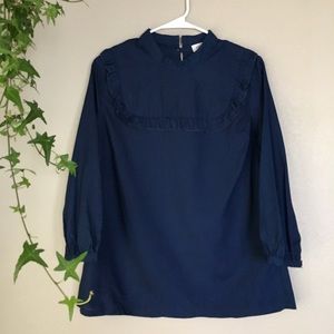 Navy 3/4 Peasant Blouse